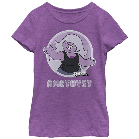 Girl's Steven Universe Amethyst Circle  Graphic Tee Purple Berry Large