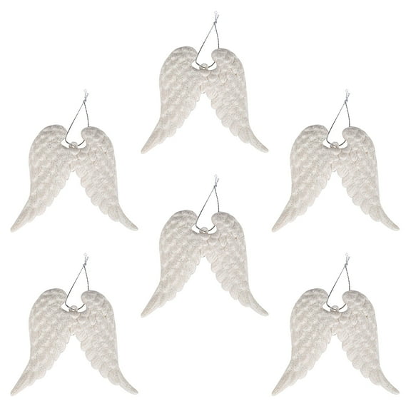 Houderco Christmas Angel Wing Ornaments White Foams For Tree 6Pcs 11.8X3.7X0.4In