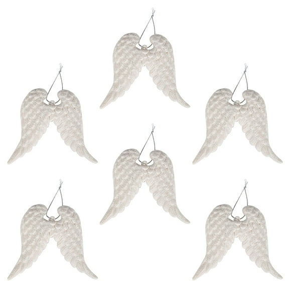 Luxshiny 6Pcs Christmas Angel Wing Decorations for Tree Hanging and Festive Atmosphere