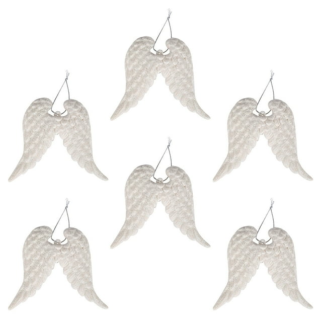 Luxshiny 6Pcs Christmas Angel Wing Decorations for Tree Hanging and Festive Atmosphere