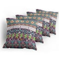 thumbnail image 5 of Ambesonne Tribal Throw Pillow Cover 4 Pack, Colorful Ethnic Aztec Forms, 16", Teal Purple Yellow, 5 of 7