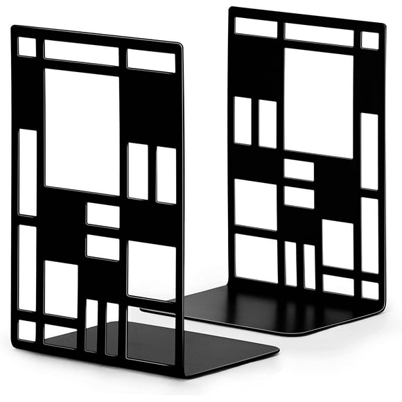 Book Ends, Bookends Heavy Duty, INNÔPLUS Book End Holder for Shelves, Metal Bookend (Black 1 Pair) for Office and School, Decorative Tree Unique Design Book Stopper for Gift, Book Binder and Dividers