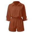 thumbnail image 3 of Women's Set Casual Tracksuit Button Down Short Sleeve Shirt Drawstring Shorts Pockets 2 Piece Set Bathing Suits with Shorts for Women High Waist Swim Pants Swimming Suit Womens Neck Bathing Suit, 3 of 4