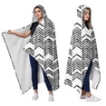 thumbnail image 2 of Wearable Blanket,Black and White Chevron Pattern Hooded Wearable Sherpa Blanket for Adults & Teens,Winter Poncho Shawl Wrap Cape Thick Warm,60"x80", 2 of 5