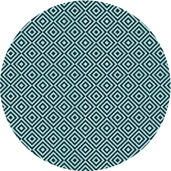 Ahgly Company Machine Washable Indoor Round Transitional Blue Lagoon Blue Area Rugs, 4' Round