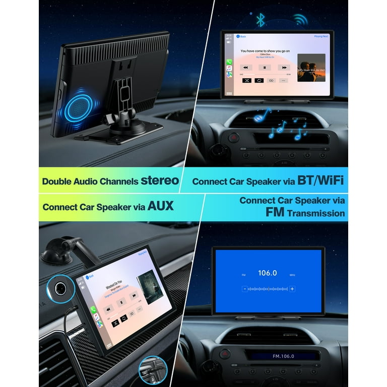 LAMTTO Wireless Apple Carplay Car Stereo with Front 2K Dash Cam, 9.26  Portable Car Play Screen Drive Play for Car, Car Radio Receiver with Android  Auto, GPS Navigation, Bluetooth, AirPlay, FM 