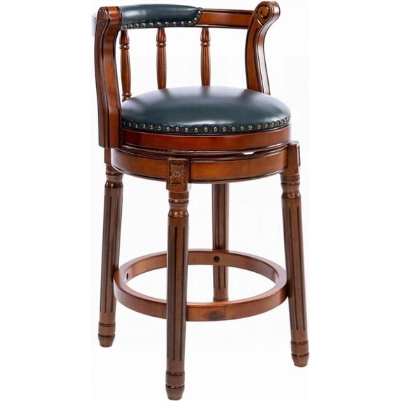 Swivel Leather Bar Stools - 1pc, 26" Seat Height, for Home Kitchen (Blue)