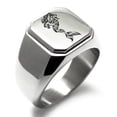 thumbnail image 1 of Stainless Steel Alluring Mermaid Engraved Square Flat Top Biker Style Polished Ring, 1 of 1