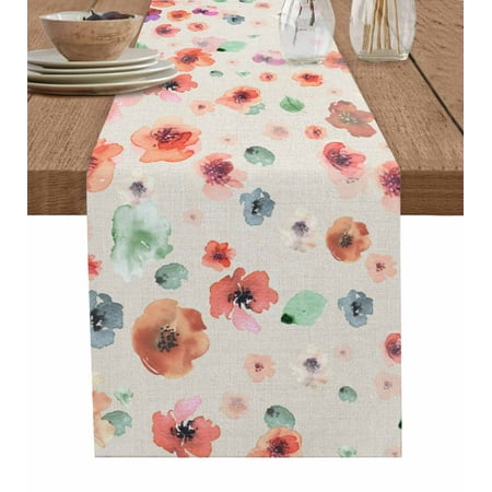 

Watercolor Floral Hand Painting Table Runners for Dining Room Coffee Home ration Tablecloth 4/6 Pcs Placemats Table Cover