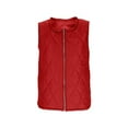 thumbnail image 5 of VINUSLI Womens Padded Quilted Vest - Stand Collar Lightweight Jackets Sleeveless Warm Zip Pockets Gilet Red,M, 5 of 8