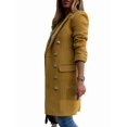 thumbnail image 2 of Women Fall Winter Wool Coats Double Breasted Midi Peacoat Trench Coats Yellow XXXL, 2 of 5