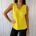 thumbnail image 6 of Women Linen Tank Top, Round Neck Sleeveless T-Shirt, Lightweight Casual Solid Color Summer Tanks Yellow XL, 6 of 9