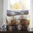 thumbnail image 1 of E & E Co Zuri Oversized Faux Fur Heated Throw, Chocolate, 50x70, 1 of 4