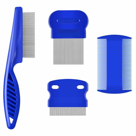 BRILLIRARE 4 Pack Dog Combs, Stainless Steel Cat Grooming Kit, Pet Tear Stain Flea Remover