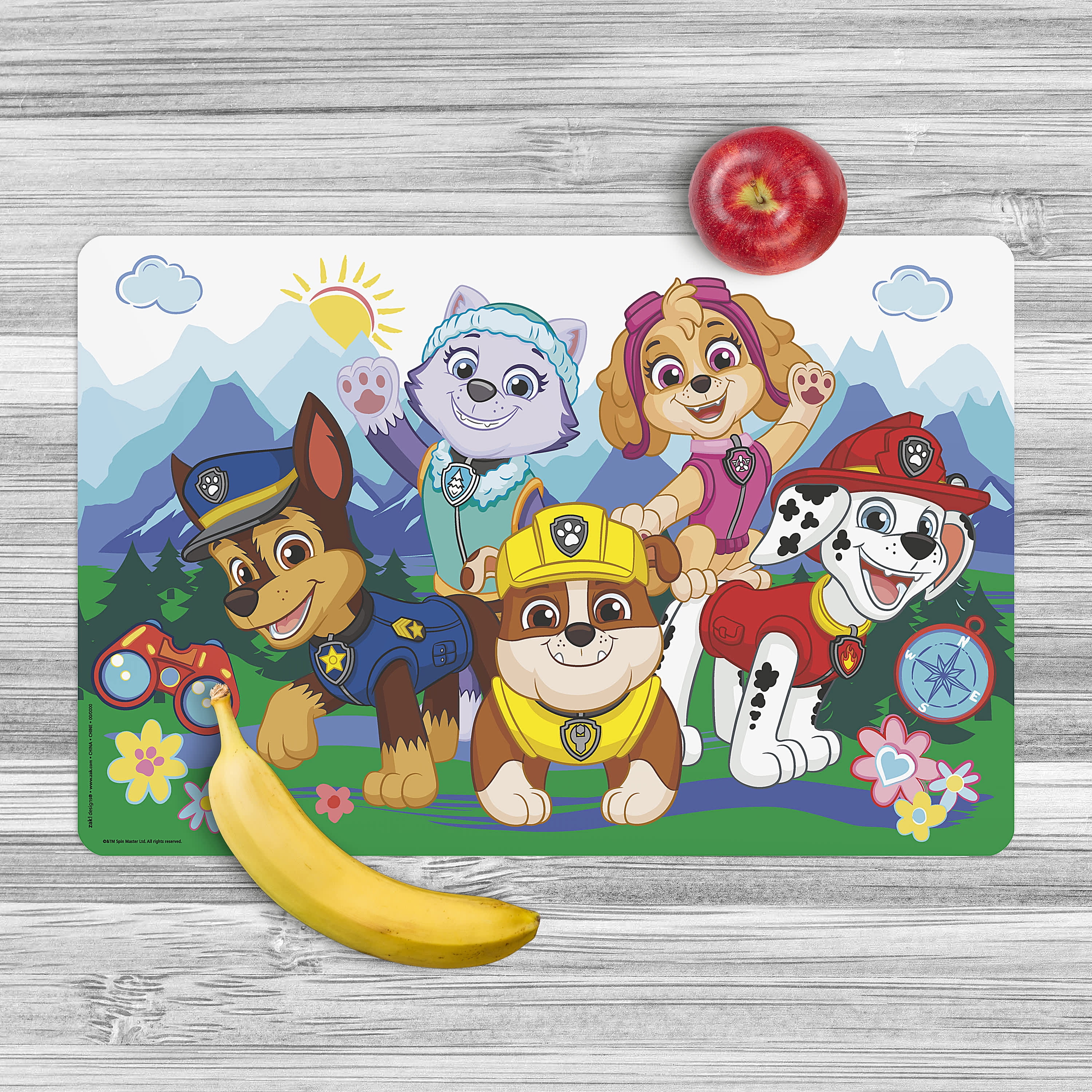 (3 pack) Zak Designs 11.8" x 17.6" Paw Patrol Reusable Kids Plastic Placemat, Everest, Skye and Friends
