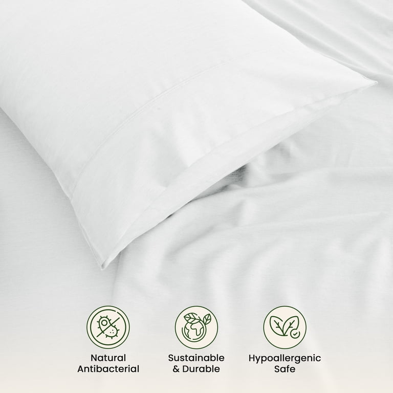 Lux Decor Twin XL Sheet Set, Bamboo Rayon Blend White photo 5