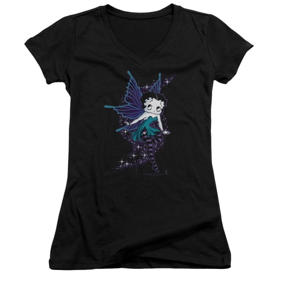 Betty Boop Sparkle Fairy Junior Women's T-Shirt V-Neck Black