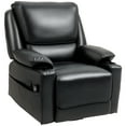 thumbnail image 2 of HOMCOM Vibration Massage Recliner Chair with Heat, Oversized Swivel Rocker, PU Manual Reclining Chair with Footrest, Remote, Pockets, Black, 2 of 9
