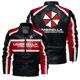 thumbnail image 3 of Chaqueta de cuero de estilo motocicleta, máquina de riesgo de organismo de carreras, chaqueta con cuello levantado, forro sin forro polar, novedad de 2023, 3 of 3