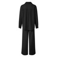 thumbnail image 6 of YDFCWXW 2 Piece Outfits for Women Casual Lounge Sets Long Sleeve Button Down Shirts and Wide Leg Pants Sets Tracksuit Black, S, 6 of 7