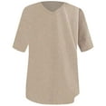 thumbnail image 1 of Top túnica de algodón holgado con cuello en V y manga media para mujer, primavera/verano - Poliéster/spandex - Tallas US 4-20, ocasiones informales, 1 of 3