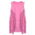 thumbnail image 2 of Pink Tassel Vest for Women, Suede Women's Plus Size Vests, Tassel Vest for Women Slim and Sleeveless Vest for Women, 3XL, 2 of 9