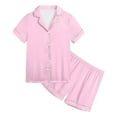thumbnail image 2 of Kids Satin Pajamas Kids Girls Boys Solid Summer Loungewear Button Down Shorts Set Toddler Girl Sleepwear Silk Pjs For Girls 5T, 2 of 6