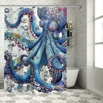 Shiartex Octopus Shower Curtains for Bathroom Blue Ocean Monster Nautical Kraken Polyester Fabric Home Decoration with Hooks 36x72