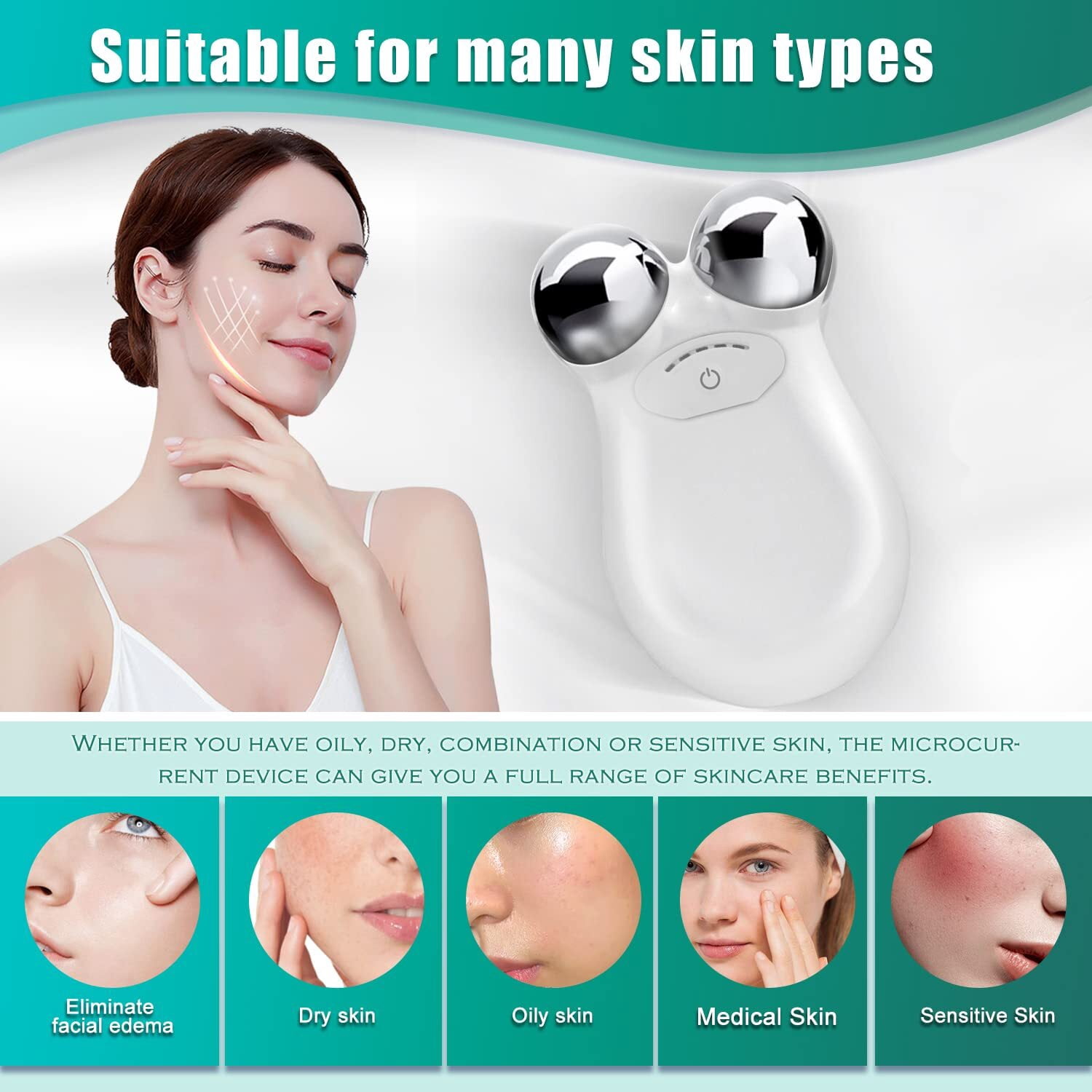 Face Device Roller, USB Mini microcurrent face Lift Skin Tightening Rejuvenation Spa for Facial Wrinkle Remover Toning Best Gift