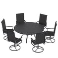 thumbnail image 2 of ELPOSUN 7 Piece Outdoor Patio Dining Set Swivel High Back Textilene Chairs and Round Table Furniture Set,Black, 2 of 6