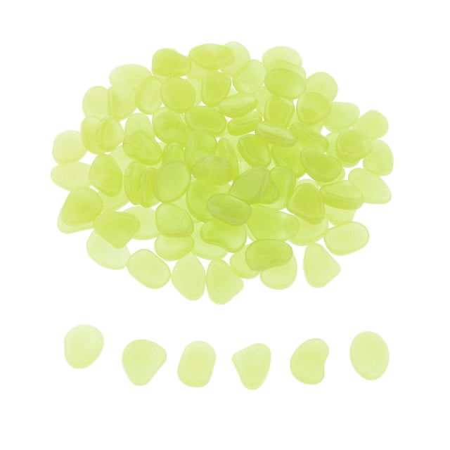 100 Pieces -the-Dark Garden Pebbles, Luminous And Powered By Light And bright yellow
