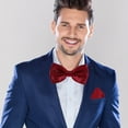 thumbnail image 4 of 1 Set Men Decorative Cummerbund Bow Tie Handkerchief for Parties Weddings Proms, 4 of 9