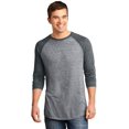 thumbnail image 2 of Discontinued  District ®  - Young Mens Microburn ®  3/4-Sleeve Raglan Tee. Dt162 Xs Deep Royal/ Heathered Nick, 2 of 5