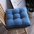 thumbnail image 1 of Nvzi Cojín cuadrado para silla con lazos, color liso, suave, de terciopelo, cómodo, para cocina, comedor, oficina, lectura para niños (azul oscuro, 16 x 16 pulgadas), 1 of 3
