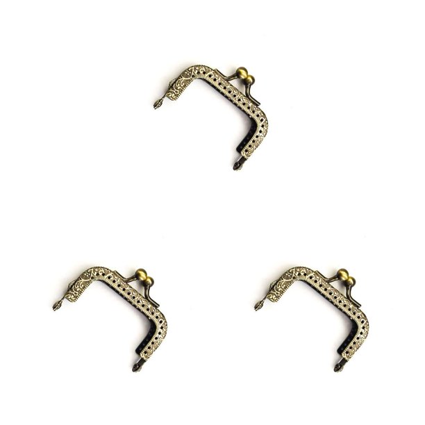 Wosthever Metal Square Purse Frame Handle Durable Embossing Clasp Beads Knurling Accessory Lock Bags Self-Assembly Kiss with Hardware Type1