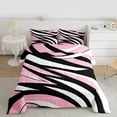 thumbnail image 2 of Castle Fairy Black Pink Stripes Girl Twin Comforter Sets,Geometric Lines Bedding Set, 2 of 8