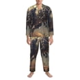 thumbnail image 3 of Naloa Jungle Dinosaur Men’s Pajamas Set - Long Sleeve Button Down Sleep Shirt and Pajama Bottoms Sleepwear Set-, 3 of 7