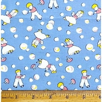 1 Yard - Boy & Girl Blowing Bubbles Storybook on Light Blue Cotton Fabric (Great for Quilting, Sewing, Craft Projects, Throw Pillows & More) 1 Yard X 44" Wide