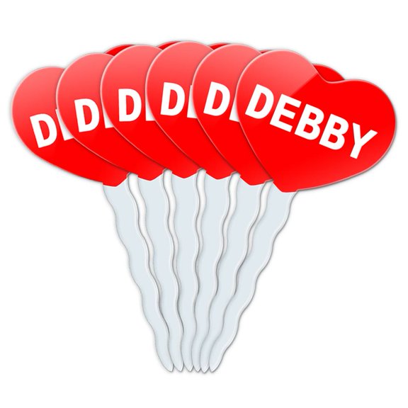 Debby Heart Love Cupcake Picks Toppers - Set of 6