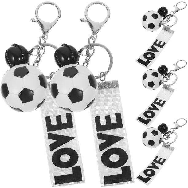 KAKOWELY 5 llaveros creativos de fútbol, llaveros decorativos de fútbol, regalo para fanáticos del deporte, para hombre y mujer (blanco y negro)