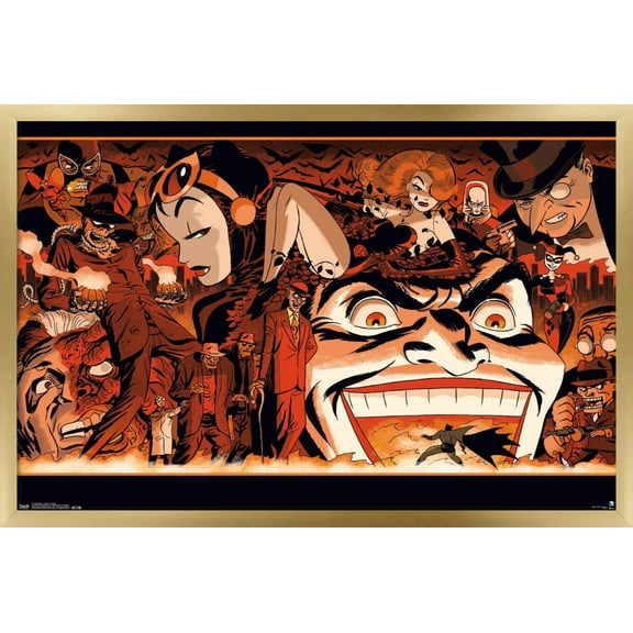 DC Comics - Batman - Villains Collage Wall Poster, 14.725" x 22.375", Framed