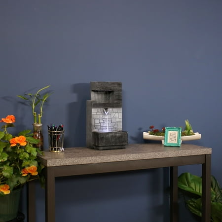 Sunnydaze 13 Inch Modern Tiered Brick Wall Tabletop Indoor Water Fountain With Led Light Small Interior Feature For Desktop And Table Mini Decorative Home Office Canada Sunnydaze 13 Inch Modern Tiered Brick, Small Desk Water Fountain