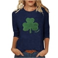 thumbnail image 2 of St. Patrick's Day Shirt for Women Ireland Large Textured Shamrock Graphic T-Shirt 3/4 Sleeve Crewneck Casual Loose Festival Apparel Irish Pride Gift, 2 of 4