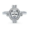 thumbnail image 2 of BERRICLE Sterling Silver Flower Rings Cubic Zirconia CZ Vintage Inspired Art Deco Promise Ring for Women, Rhodium Plated Size 5.5, 2 of 9