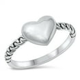 thumbnail image 1 of Sterling Silver Cuban Link Chain Heart Ring Size 8, 1 of 3
