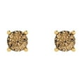 thumbnail image 3 of 0.2 ct Push-Back Stud Earrings for Women | 3.0mm Round Cut Simulated Champagne Diamond | 18K Yellow Gold, 3 of 5