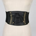 thumbnail image 2 of Leather Wide Waist Belt Buckle Ladies Dress Belt Hip Stretch Belt with Snaps for Women, 2 of 9