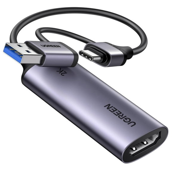 UGREEN 2K@30Hz Capturadora de Video, HDMI a USB 3.0 A y USB C, Entrada 4K@30Hz con Baja Latencia, Ta multicolor