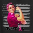 thumbnail image 6 of Wild Bobby Breast Cancer Survivor Distressed American Flag USA Flag Sleeve Breast Cancer Awareness Women Standard V-Neck Tee, Black, Small, 6 of 6