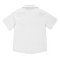 thumbnail image 3 of DeHolifer Boys Girls Shirts Cotton Linen Button Down Lapel Summer Trendy Comfy Solid Color Short Sleeve Blouse Shirts with Pocket,White,7 Years, 3 of 7